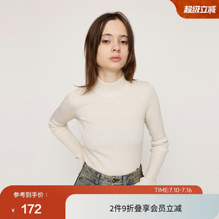 SLY 春季简约通勤风半高领修身打底针织衫030HAR70-4881