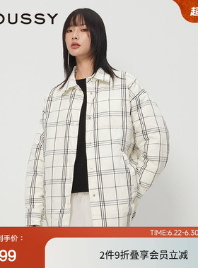 moussy 春季日系格纹薄绒羽绒服衬衫外套女028HAZ30-0281