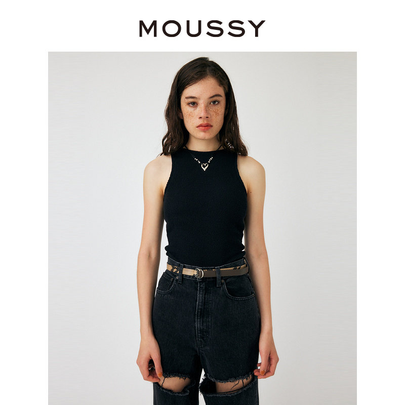 MOUSSY 夏季新品简约风肌理感纯色针织背心女010GAS80