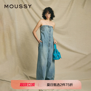 歐美風(fēng)多穿扎染裹胸牛仔連體褲 MOUSSY 新品 010HS711 春季 0420