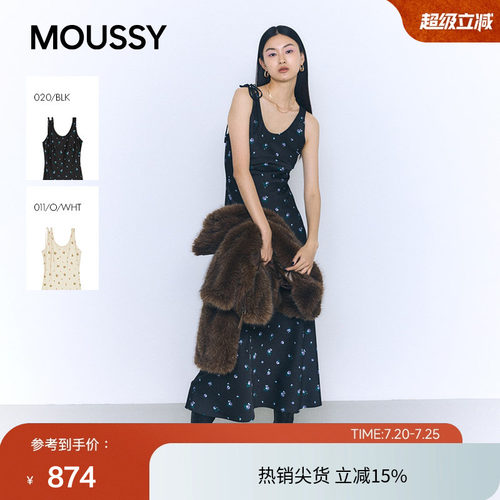 MOUSSY  2026早春新品清新小碎花无袖长款连衣裙女010JS333-2321