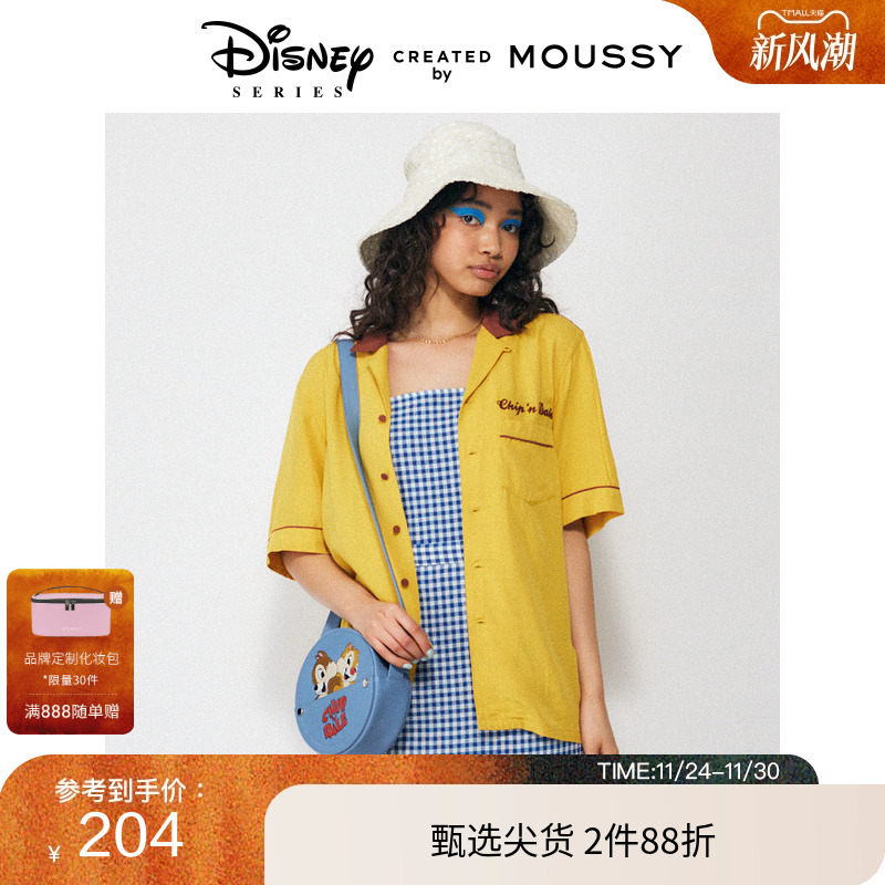 MOUSSY春夏新品迪士尼合作系列刺绣图案衬衫女GSY