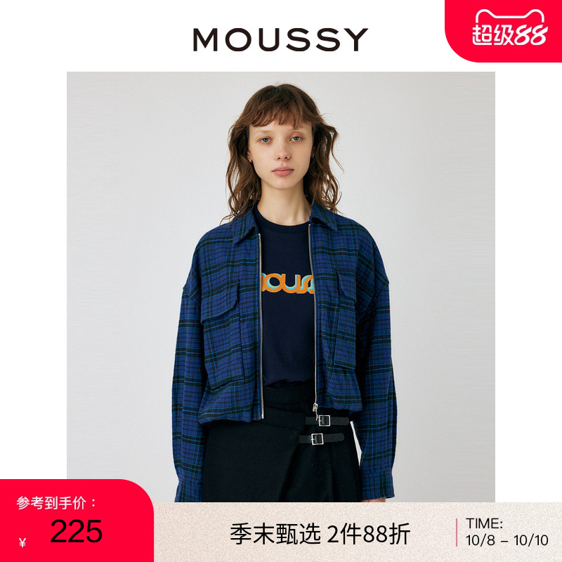 moussy英伦风经典格纹衬衫外套