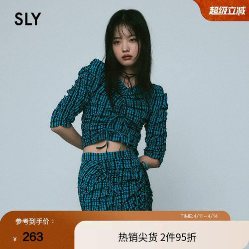 SLY复古日杂风格纹捏褶衬衫