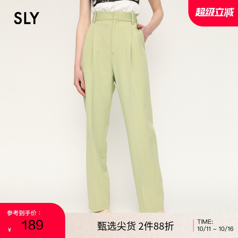 sly通勤风直筒垂感高腰西装裤