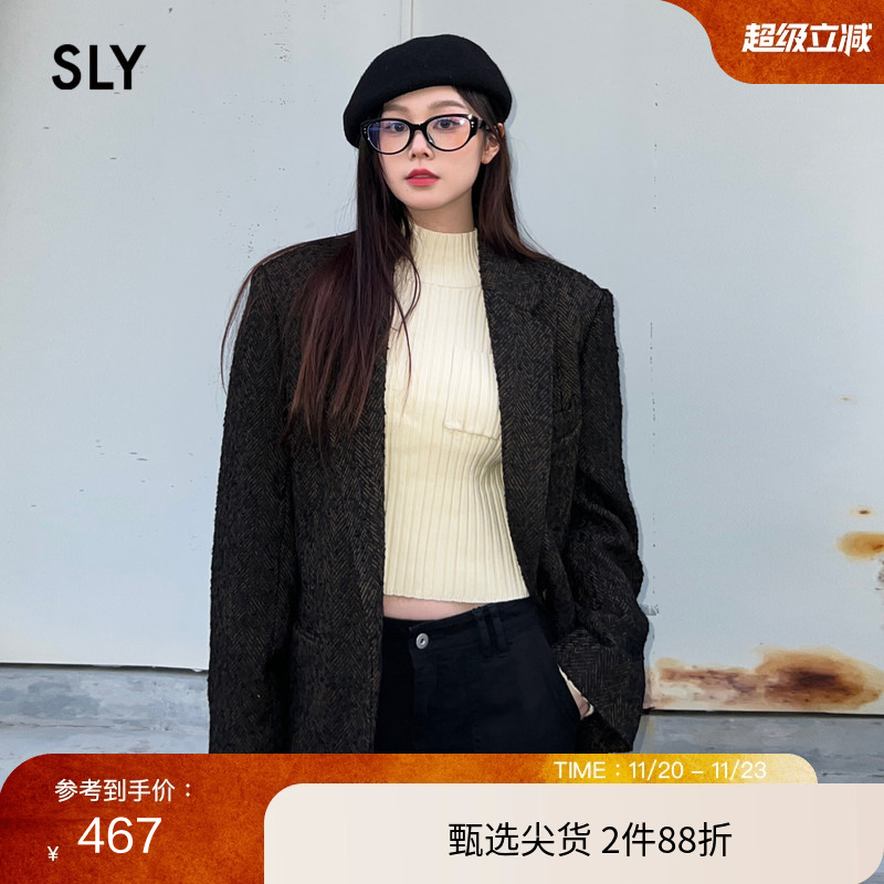 sly复古学院风大廓形西装外套