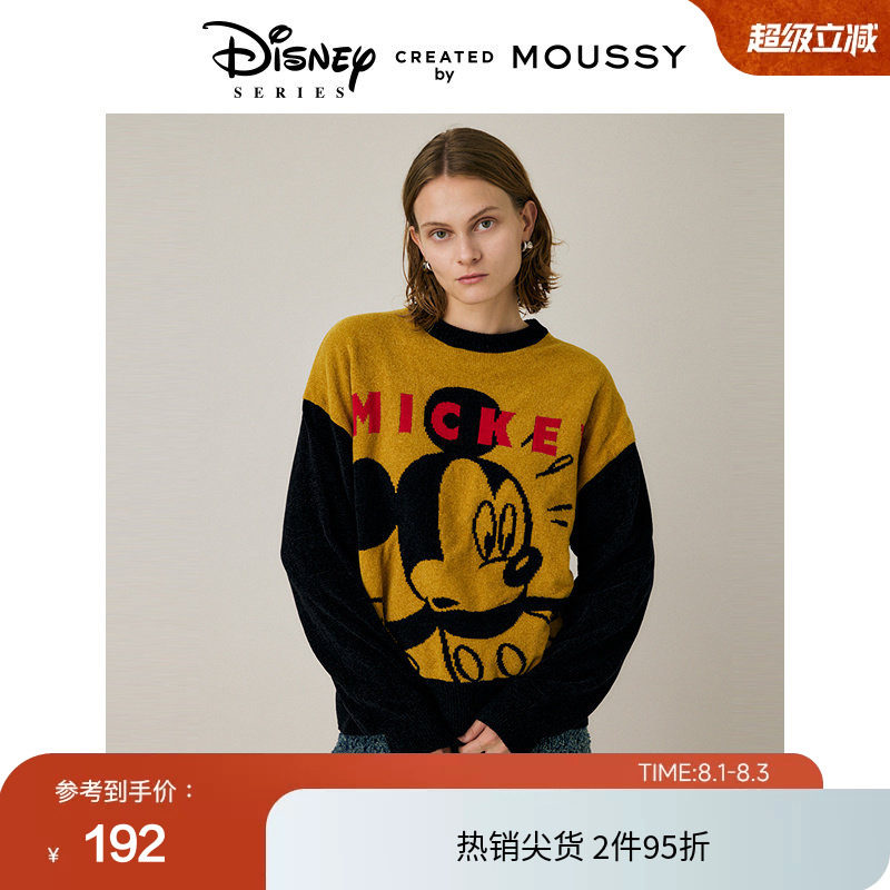 moussy 春季迪士尼联名米奇撞色针织衫毛衣010HAQ70-0871