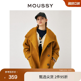 MOUSSY 解构主义廓形斜扣高级立领宽松通勤毛呢外套010GA630-6310