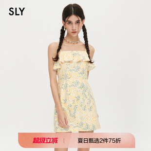 SLY 5270 奥莱夏季 海边度假风荷叶边波点短裙吊带连衣裙038GSL33