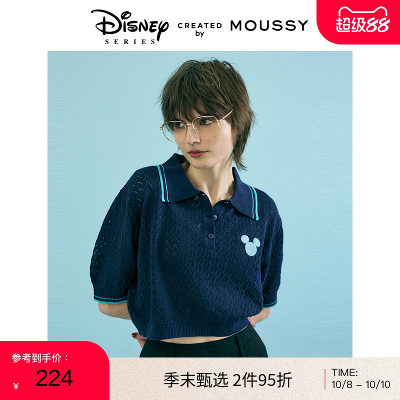 MOUSSY米奇刺绣POLO针织上衣