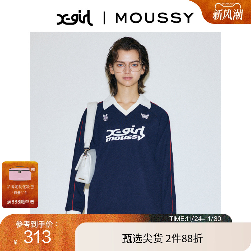 moussy美式校园风针织衫