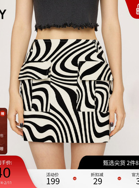 SLY 冬季新品复古工装风口袋短款半身裙包臀裙030GAM31-3660