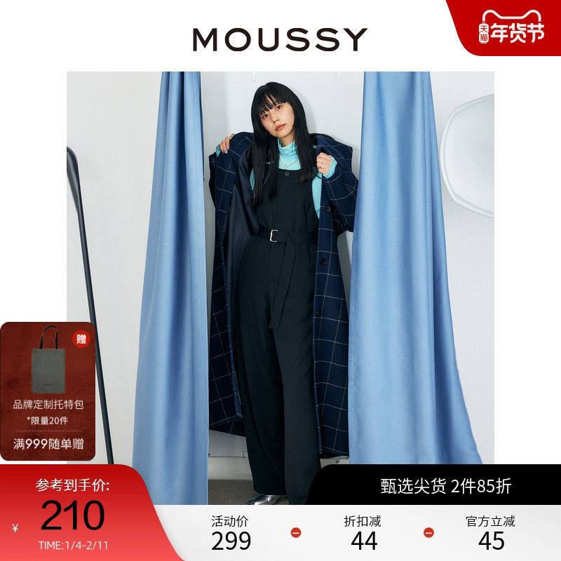 MOUSSY 冬季中性收腰复古背带裤休闲裤女010FAW30-7