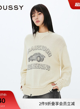 MOUSSY 春季复古小汽车图案印花针织毛衣女010ISQ70-4361