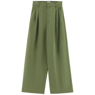 SLY 春季通勤简约条纹垂感西装直筒休闲裤030GSI31-1030