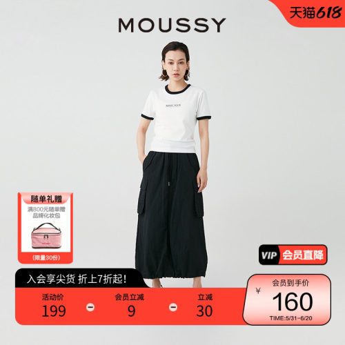 MOUSSY休闲LOGO刺绣多色短袖T恤