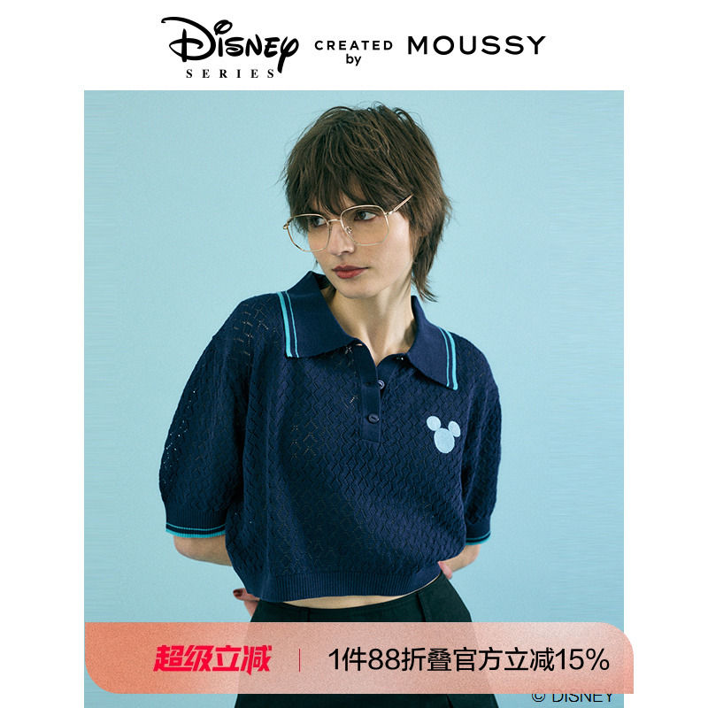 MOUSSY米奇刺绣POLO针织上衣