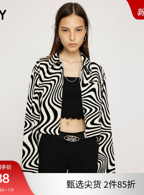SLY 冬季新品复古风斑马纹灯芯绒短款夹克外套030GAM30-3640
