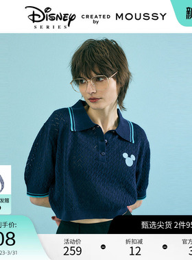 MOUSSY 夏季迪士尼联名刺绣POLO针织上衣女010HSL70-0100