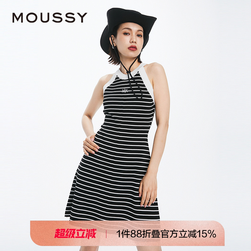 MOUSSY 2024夏季新品miu系风优雅无袖针织连衣裙女02