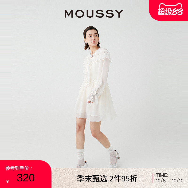 MOUSSY法式浪漫优雅雪纺连衣裙