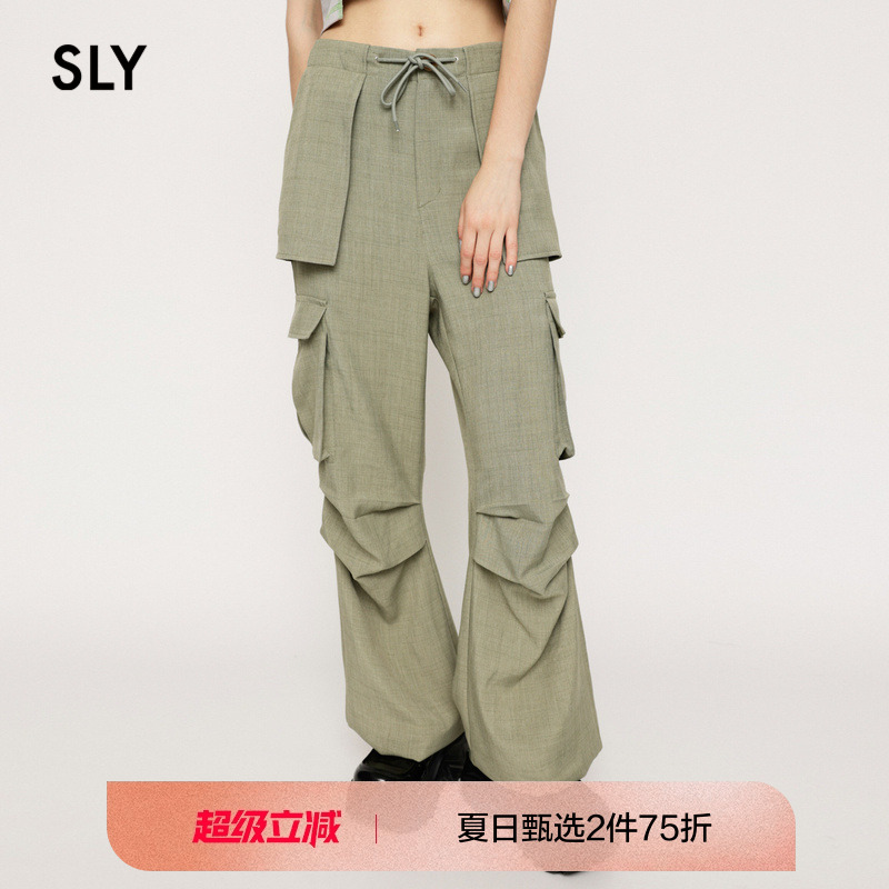 slyY2K千禧风褶皱工装裤休闲裤