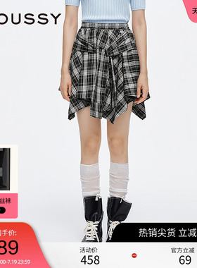 moussy 夏季假美式辣妹风假两件格纹半身裙028ISA31-4121