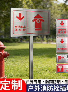 室外消火栓提示牌消防水泵接合器标识牌喷淋水泵接合器不锈钢标志牌地下消火栓指示牌消防泵房警示牌标牌定制