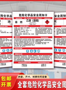 氩气周知卡MSDS危险化学品天然气氮气氧气油漆危害告知卡标识牌