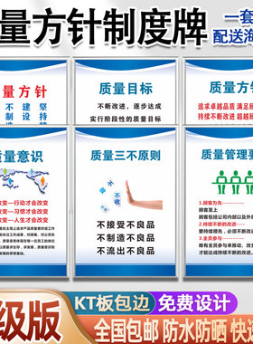 企业精益品质管理标语品质方针质量目标海报工厂车间文化宣传挂图PDCA 3A 3G管理看板展板墙贴安全生产标识牌