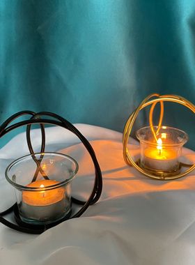 直销简约铁艺烛台婚礼影视道具浪漫时光摆件餐厅卧室小摆设定制