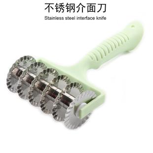不锈钢介饼器 披萨滚轮刀烘焙工具 花边切面刀手动六轮披萨刀定制