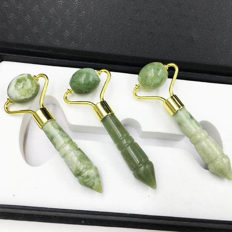 天然玉石器 岫玉面部按摩器 玉石滚轮按摩器 玉推棒礼物