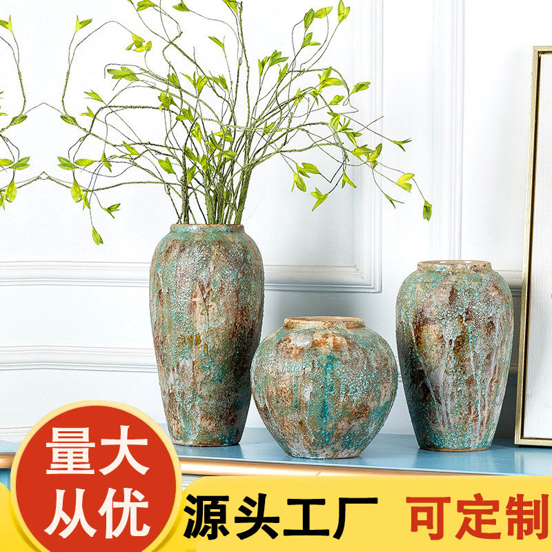 工厂直销复古景德镇陶瓷花瓶 大号多肉花盆绿植干花 花盆花瓶