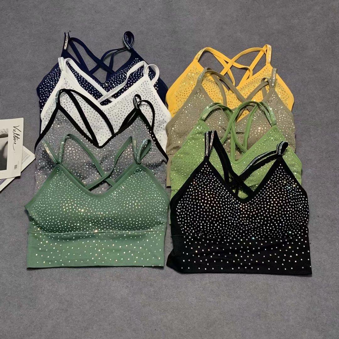 495款网红交叉款美背重工满钻瑜伽运动不移位不滑杯女士背心吊带