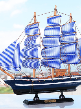 创意地中海风格 创意海盗船木质工艺装饰摆件 模型定制