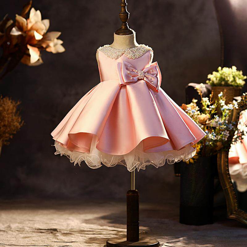 儿童礼服公主裙粉色2027新款女童婚纱周岁生日晚礼服裙婴儿蓬蓬裙