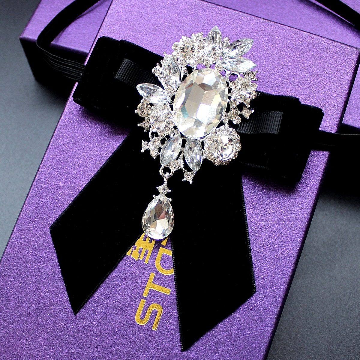 男士西装领花 正装衬衫领结婚礼宴会领部配饰 水钻蝴蝶结领带现货