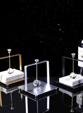 酒店餐厅纸巾座餐巾架酒吧KTV台面摆件铁艺压纸座咖啡厅纸巾架定