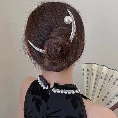 中国风上弦月发簪女半月簪子后脑勺盘发器高级设计感头饰发饰