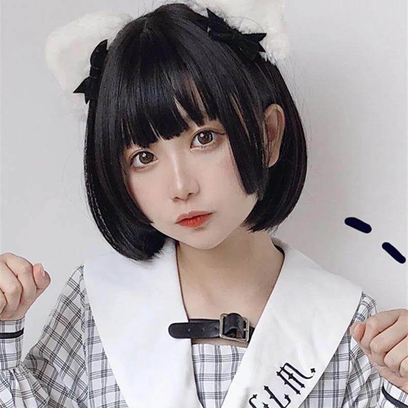 姬发式短发假发女生直发cos学生波波头日系可爱ita黑长直头套礼物