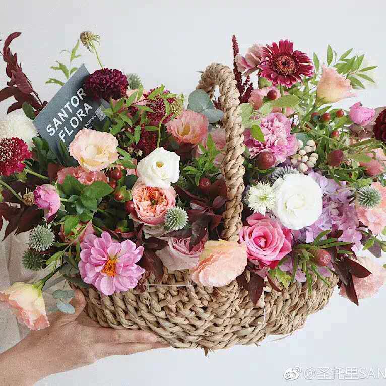 花篮藤编草编柳编手提插花干花鲜花西瓜篮子竹筐竹篮花盆迷你