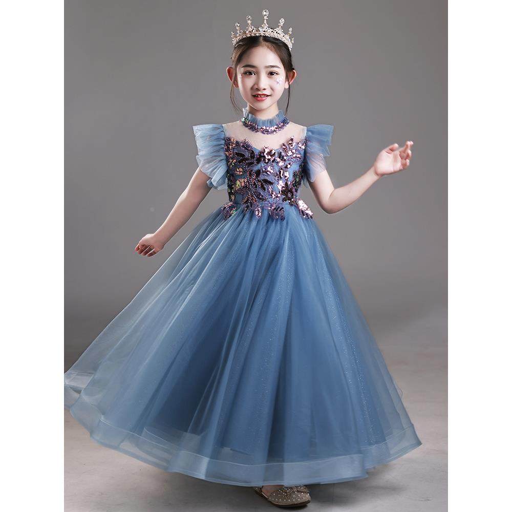 儿童晚礼服高端女童蓬蓬纱公主裙洋气花童小女孩主持人钢琴演出服