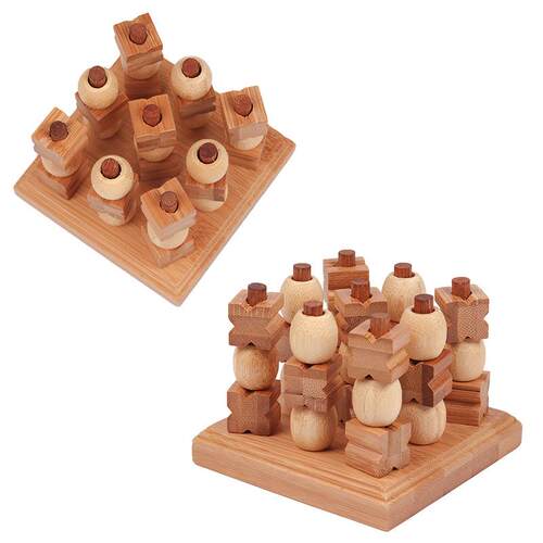 立体3D XO棋盘井字棋九宫格棋楠竹玩具幼儿玩具tic tac toe
