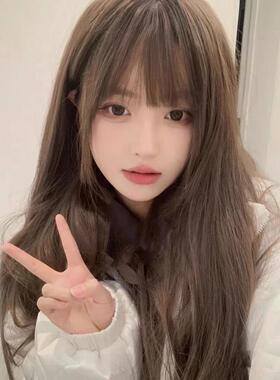 星程假发女冷棕色长直发日常圆脸ita洛丽塔日系jk学生全头套礼物
