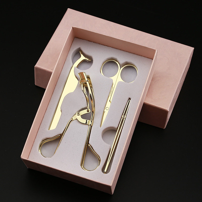 便携睫毛夹4件套装卷翘器修眉眉剪眉夹辅助器化妆工具睫毛夹礼盒