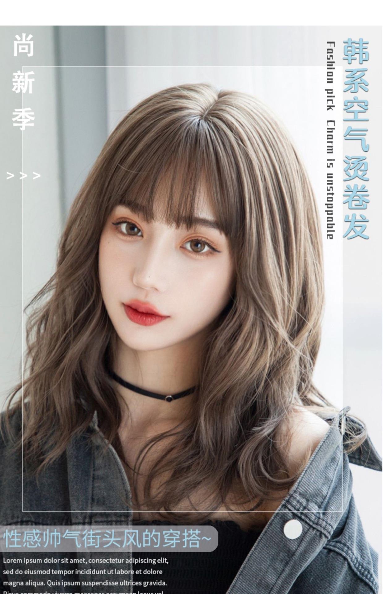 假发女 七街皇后冷棕长卷发水波纹假发中长卷发假发假发头套