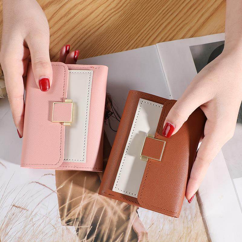 钱包女2025新款撞色韩版潮零钱包 学生迷你可爱短款女士钱夹皮夹