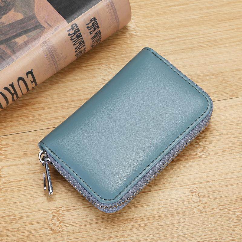 RFID防磁防盗风琴卡包真皮男女士牛皮卡套多功能卡夹拉链零钱包