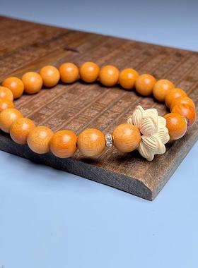 新山檀香木竹节元宝莲花跑环DIY手链药香黄檀总汇木手串